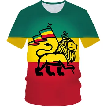 2021 Лятна детска тениска с 3D принтом лъв и Флага Растафари за момчета и момичета, тениска Rasta Rastafarian, Детски Празници тениски от 4 до 20 години