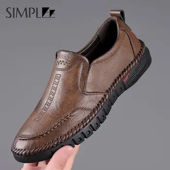2023 Бизнес Кожени Обувки за Мъже Ръчно изработени, Здрави Ежедневни Мокасини с мека Подметка, Лоферы за Управление, Удобни Мъжки Обувки