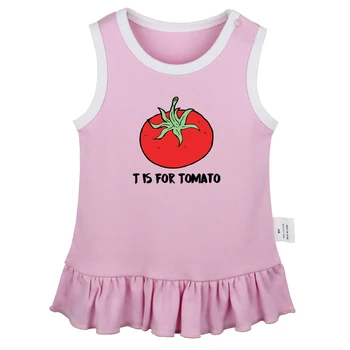 iDzn, нова тениска за малки рокли с принтом Tomato Sweet Забавни, уважаеми плиссированное рокля без ръкави за момичета, 0-24 м, детско лятна рокля-жилетка, дрехи