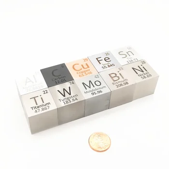 куб елемент 25,4 mm 1 инч Моларна маса плътност на метал за дестилация на Периодично Събиране на Bi Cu Sn Al Титан Волфрам Mo C Ni Mg Zr