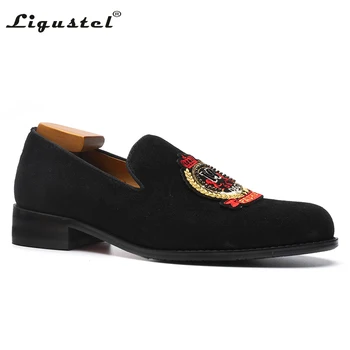 Мъжки обувки оригиналната луксозен дизайнерски обувки Сватба парти ръчно изработени Обувки, мъжки обувки на плоска подметка, кожени черни лоферы ежедневни обувки голям размер