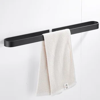 Матово Черен Алуминиев Рафт за кърпи в банята, с един Собственик, Закачалка с хавлиени кърпи, Квадратен дизайн, Закачалка за хавлии, Аксесоари за баня
