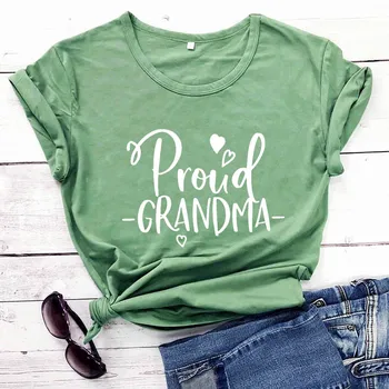 Proud Grandma, дамски блузи с къс ръкав, тениска, лятна стилна забавна ежедневна тениска от 100% памук тениска за бъдещи баби, подарък за баби