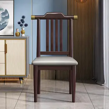 Трапезария стол от масивна дървесина за дома, хол, модерен прост стол с дървена облегалка, ресторант, хотел, лесен луксозен Нов китайски