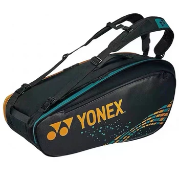 Истински професионален тенис чанта Yonex голям капацитет, с пакет от 6 ракети луксозна спортна чанта побира повечето тенис симулатори