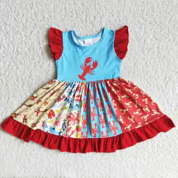 Горещи стоки, бутик RTS Custom, летни дрехи за нахални момичета, детски рокли с шарките на рак