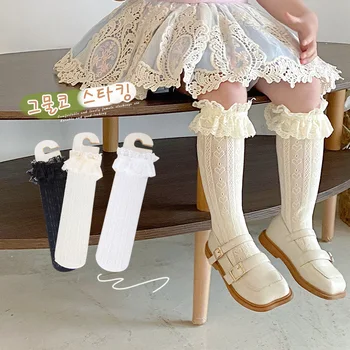 1 чифт дантелен къси чорапи в стил японски девойки в стил Лолита, сладък дамски летни памучни чорапи принцеса с къдри високо качество