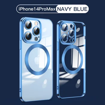 За iPhone 14 13 Pro Max Покритие С Леща Дрън Прозрачен Мек Калъф За Телефон iPhone 14 13 12 Pro Magsafe Магнитен Безжична Зареждане