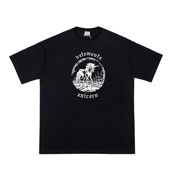 2022SS Тениска VETEMENTS с логото на графити, къс ръкав, 100% памук, който е кръгъл отвор, мъжки и Дамски ризи
