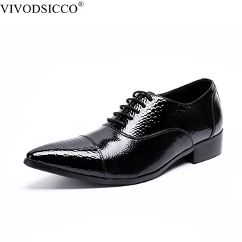 VIVODSICCO/ Нови Класически Мъжки Модел обувки; Стилна Мъжка Кожена Сватбени обувки в Социален Стил; Sapato; Мъжки Oxfords на равна подметка; Zapatos Hombre