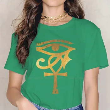 Тениска в злато Стил Археолозите за Момичета, Египетски Очите Планина, Анкх, Удобен Нова Дизайнерска Тениска с графичен Дизайн, Материал Ofertas