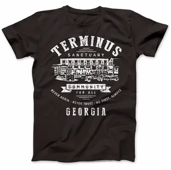 Нова тениска с къси ръкави от чист памук в стил хип-хоп тениска с кръгло деколте Terminus Sanctuary hotel Georgia, тениска с ръкави зомбита