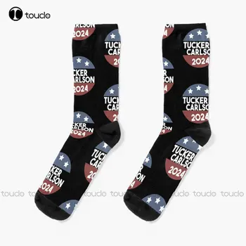 Чорапи Tucker Carlson 2024 Дълги Чорапи с дигитален печат 360 ° Персонализирани Потребителски Унисекс Чорапи за възрастни, Юноши и младежи Подарък Градинска Облекло