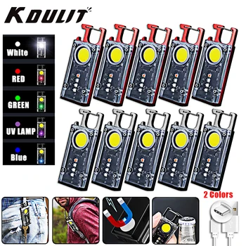 KDULIT Mini Multi Light Light Work Фенерче C Type USB LED Light Силни Прожектори С Царевичен Сърцевина Ключодържател Външен Магнитен Лампа