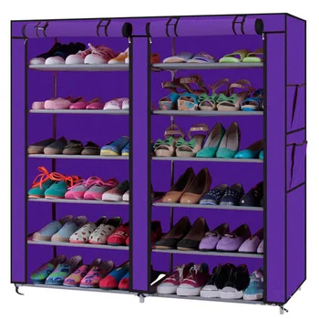 6 нива на 12 решетки Рафтове за обувки, Шкафове за обувки, От нетъкан текстил Организаторите За съхранение Рафтове за обувки Компактни Мебели Лилаво