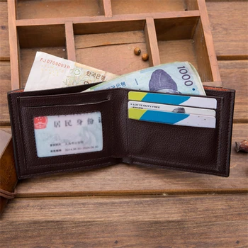 Тънки портфейли Urtal, държач за кредитни ID-карти, чанти, изкуствена кожа, мъжки Сгъваеми водоустойчив портфейли голям капацитет със снимка в бизнес стил