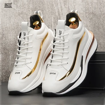 Нова марка дизайнерски мъжки бели ежедневни обувки на плоска подметка с шнур на дебела подметка, мъжки пешеходни маратонки Zapatillas Hombre A6