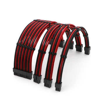 Базов комплект удлинительных кабели - 180-градусов разход удлинительный кабел ATX 24Pin / 4 + 4Pin, PCI-E 6 + 2Pin / 6Pin.