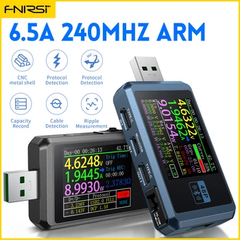 FNIRSI FNB48P USB тестер Волтметър Амперметър TYPE-C Бързото откриване на такса Измерване на пулсации мощност на спусъка е с метален корпус с ЦПУ