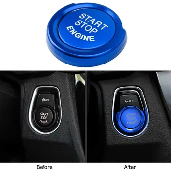 Алуминиева тампон върху бутона за запалване 1 X Аксесоари Синьо украса за BMW Натиснете Start с околния пръстен от Практичен здрав