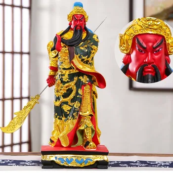48 см Голяма корпоративна талисман Магазин Стоки за дома в югоизточна Азия, Бог на Богатството, червено покритие Дракон НА ГОНГ НА ЕР E, позлатена статуя на късмет