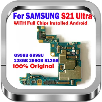 За Samsung Galaxy S21 Ultra G998B 512G 256GB 128GB Логическа такса G998U с пълен набор от чипове на дънната Платка 100% Оригинална отключване Mainbaord