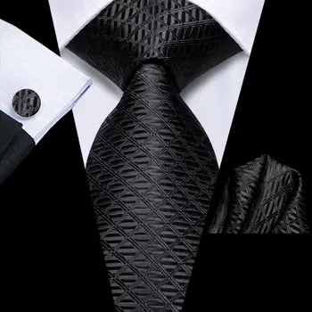 Вратовръзка за мъжете, черен, в клетката, обикновен, 2023, нов модната марка, колекция от вратовръзки за сватбени партита, ръчни копчета за ръкавели, подарък на едро, дизайнерска вратовръзка