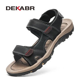 Мъжки сандали DEKABR, летни обувки на платформа с отворени пръсти, нескользящая плажната ежедневни обувки, улични ръчно изработени сандали за мъже, обувки