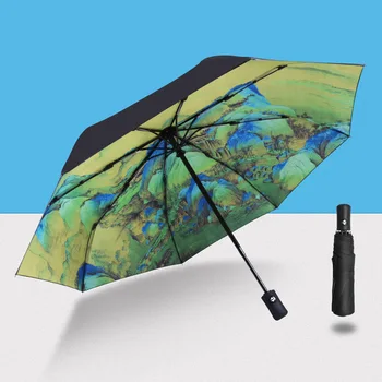 Напълно Автоматичен чадър Женски Автоматичен чадър Мъжки женски Ветрозащитный устойчиви на uv плажен чадър за момичета Сгъваем чадър