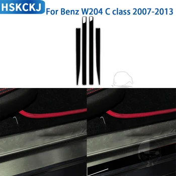 За Mercedes Benz C Class W204 2007-2013 Аксесоари за украса на интериора на колата Стикер на праг от черна лъскава пластмаса