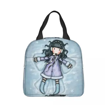 Кукла Санторо Горджусс, изолирано чанта за обяд, голям художествен сладък cartoony контейнер за храна, чанта-хладилник, обяд-бокс, чанта за училище за пикник за момичета и момчета