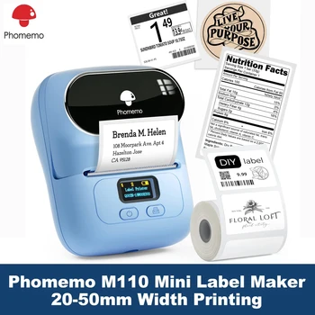 Принтер за етикети Phomemo M110 Преносим термопринтер за направата на мини-етикети се Прилага за етикетиране на офис, кабелна, търговията на дребно, баркод