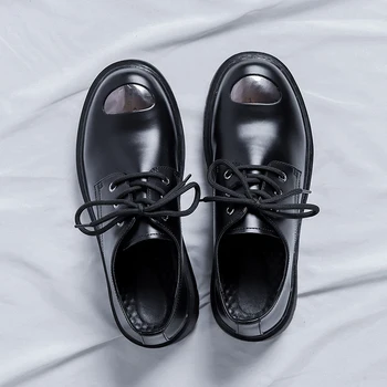 Мъжки Oxfords от естествена кожа, удобни модела обувки, оригинални официални бизнес ежедневни обувки-дерби на дантела-за мъже