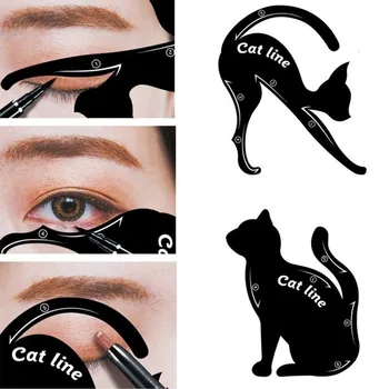 Sdattor Cat Line Шаблони за очна линия на очите Black Pro Инструмент за грим на очите Модел за формиране на модели на Лесно Съставяне на Котка Line Шаблони за очна линия на очите