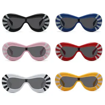 Жените и Мъжете UV400 Големи слънчеви очила в дебелото рамка със завишени рамки на естетическите нюанси Овални слънчеви очила Y2K