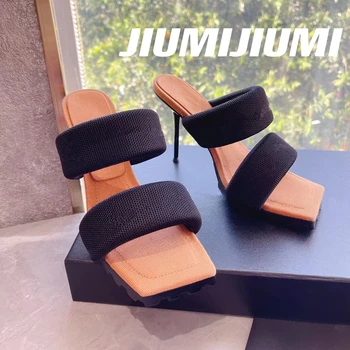 JIUMIJIUMI/Пикантен Дамски Обувки на висок ток са Ръчно изработени, Дизайнерски Джапанки Morden, Дамски обувки на Тънък Ток с Отворени Пръсти, Джапанки Zapatos De Mujer
