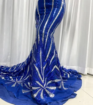 Лейси плат BLUIE 2023 Висококачествен африкански 3D дантели, с пайети, лейси плат от френски тюл, швейцарско дантела, рокля от вкара тъкан в нигерия стил