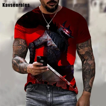 Мъже, Жени 2022 най-Новата гореща 3D тениска с принтом Кървава Берсерка, Модерни ежедневни ризи с къс ръкав