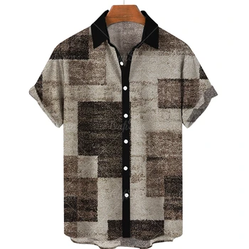 Лятна нашивка 2023, мъжки хавайска риза в стил ретро 3d, мъжки дишаща риза 5xl, пуловер, мъжки топ с къс ръкав, празнична облекло