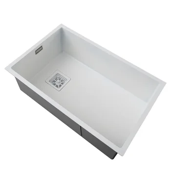 Бяла мивка от неръждаема стомана 304, нано-мивка за миене на зеленчуци, за кухненски аксесоари под масата с един слот 