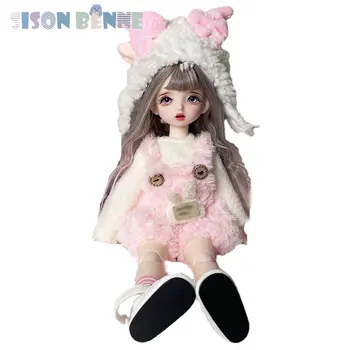 Кукла SISON BENNE 1/6 BJD 30 см, кукла-момиченце за ръчна работа, Пълен комплект дрехи, Перуки, Готови грим