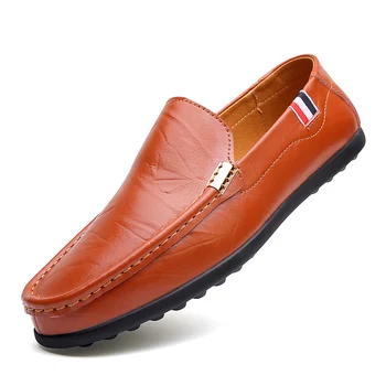 Мъжки ежедневни обувки от естествена кожа, Комфортни и Дишащи Бизнес обувки, Обувки За шофиране, Мъжки Улични Лоферы на равна подметка, Мокасини
