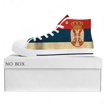 Сръбски флаг, висококачествени маратонки с най-високо берцем, мъжки и женски парусиновые маратонки за тийнейджъри, Сърбия, ежедневни обувки за чифта обувки по поръчка
