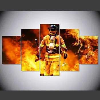 Безстрашен Пожарникар, платно, стена художествен плакат, картина, Начало Декор, HD Печат, 5 бр. Декорация за стая, картини, Снимки