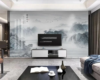 beibehang, индивидуален модерен нов китайски стил, красиви мастило, пейзажное украса, живопис, фон, тапети, папие-маше
