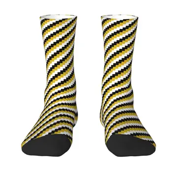 Модни чорапи с зигзагообразным шевроном, мъжки и дамски чорапи с 3D-принтом, модерни спортни чорапи с геометричен зигзагообразным футбол