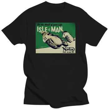 Мъжка тениска с принтом 2019, памук къс ръкав, ретро остров Ман. Тениска, дамска тениска