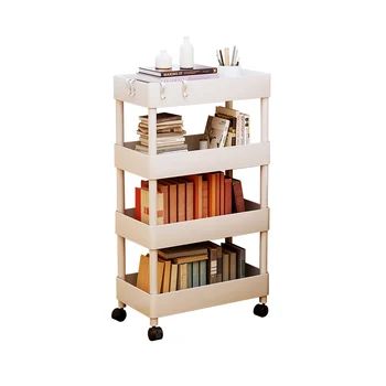 * Мобилни bookshelf под масата, багажник към количката, Многослоен етаж домакински рафтове за съхранение