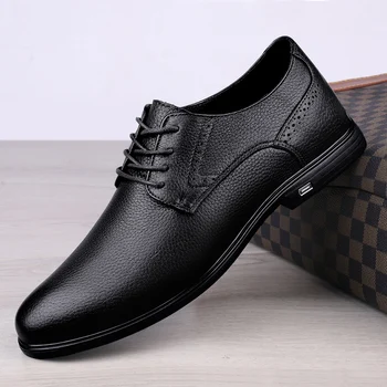 Бизнес официалните обувки за мъже 2023, пролет-есен, мъжки модел обувки с ниски берцем, обикновена сватбени обувки, модни Oxfords, сватбени офис обувки за мъже
