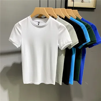 2022 Лятна Мода Мъжка Тениска С Къс Ръкав, Однотонная Тениска, Дишащи Мъжки Стрейчевые Потници, Облекло Camiseta Masculina Y18